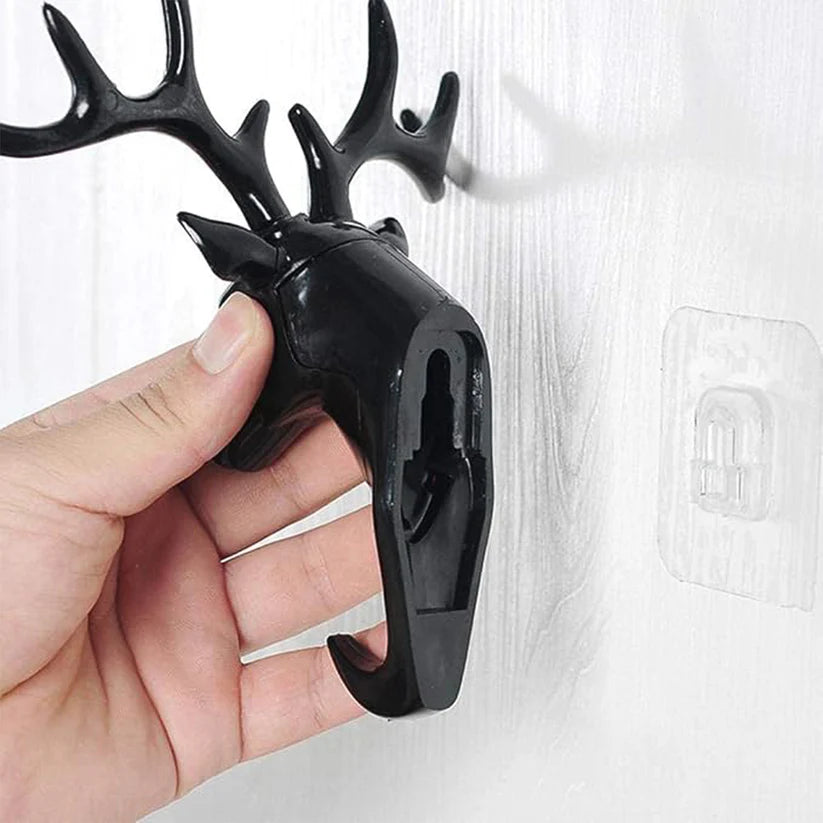 Deer head self adhesive wall door hook hanger