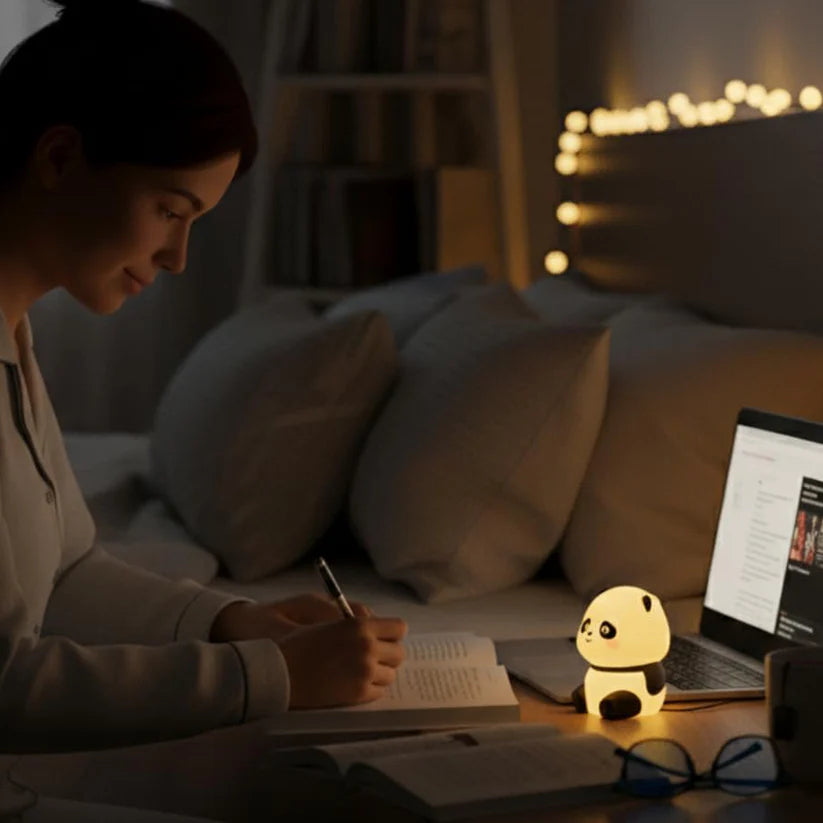 Cute mini panda night light lamp