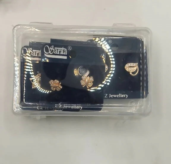 "gold butterfly & heart stud earrings ad for women and girls combo pack of 3