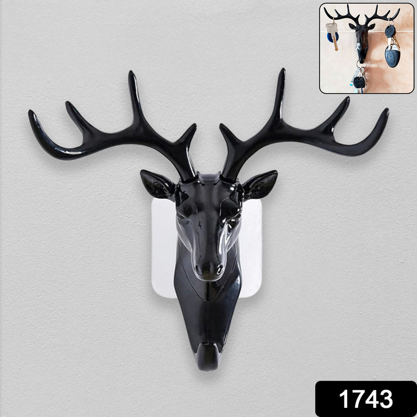 Deer head self adhesive wall door hook hanger